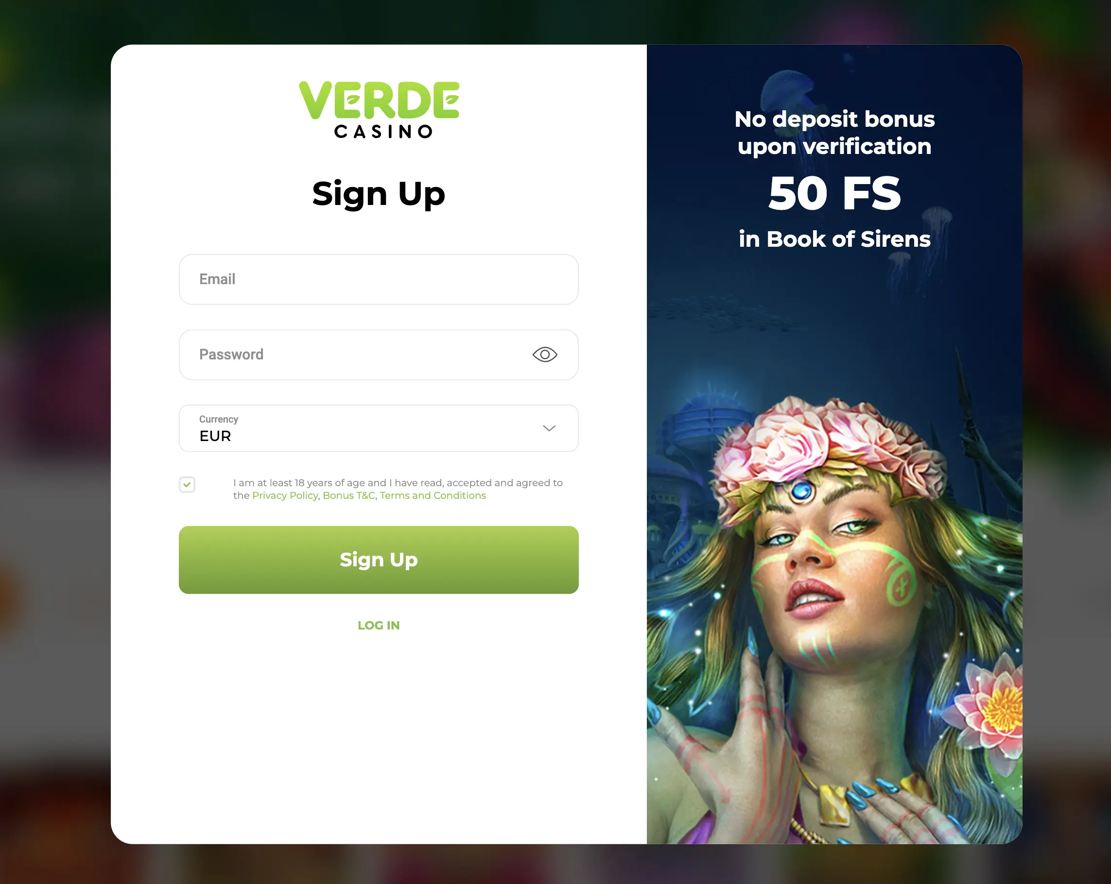 Promozione Verde Casino mostrata nella recensione